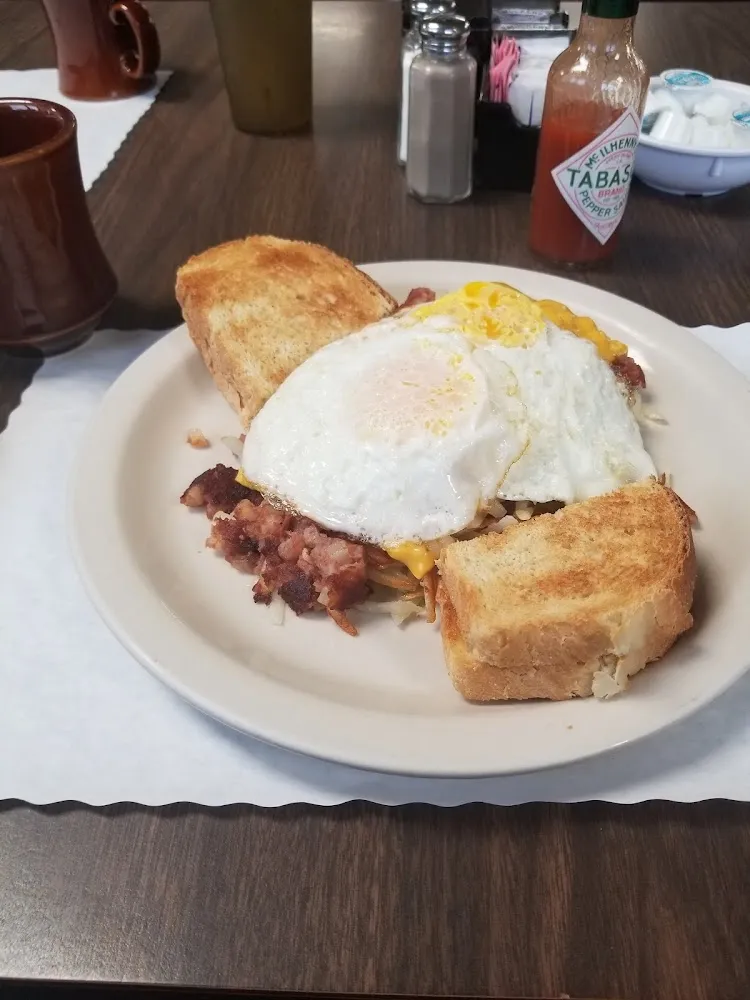 Corned Beef Hash with Eggs and Toast
